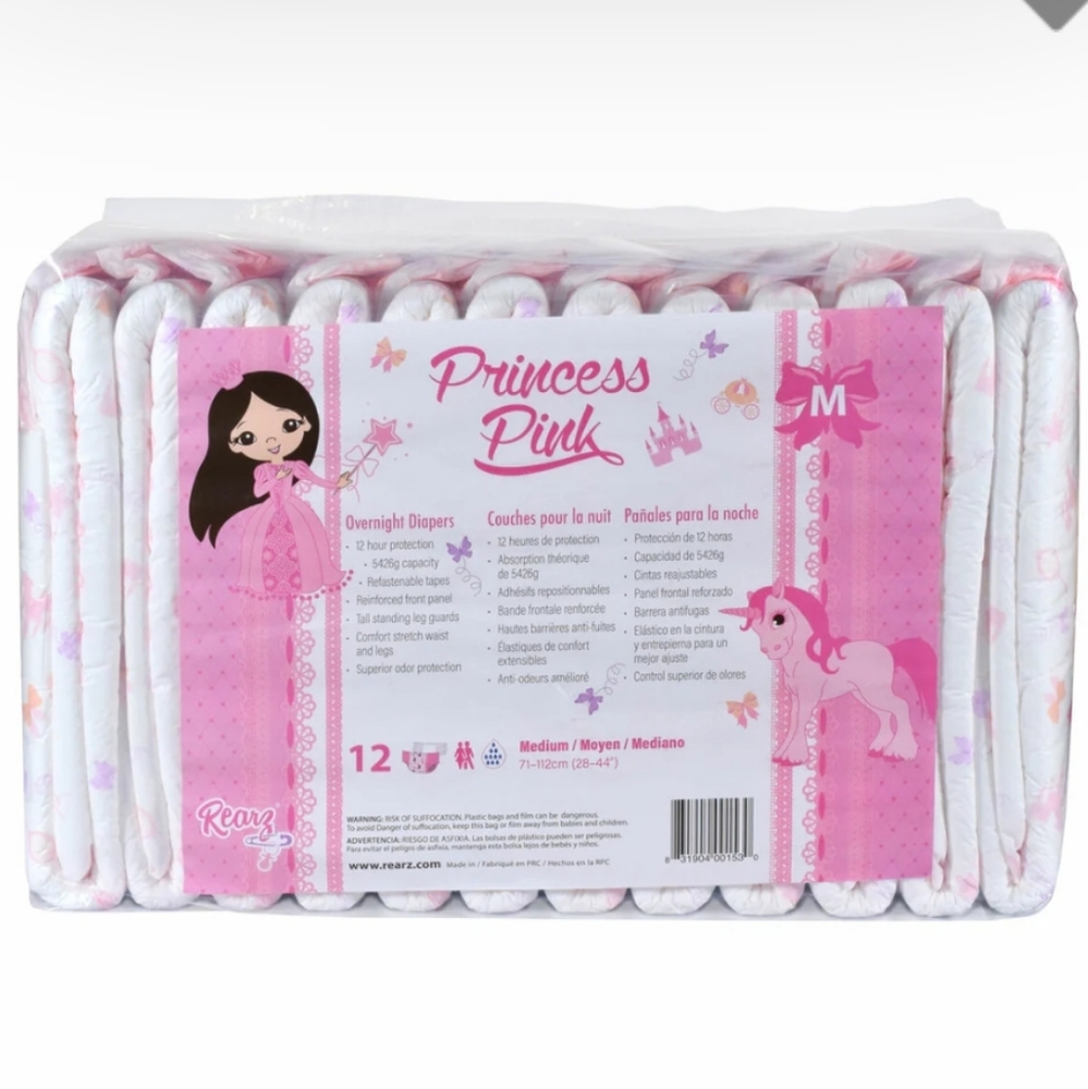 NEW Rearz Pink Princess Adult Diapers Size XL 2 For $20 ONLY 4 LEFT